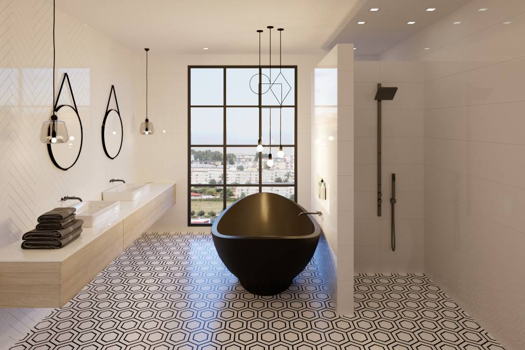 completed contemporary bathroom