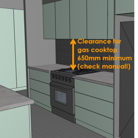Gas top clearance dimensions for Australian kitchen gas cooktop clearance