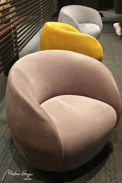 interior design trend: 3 armchairs with no legs